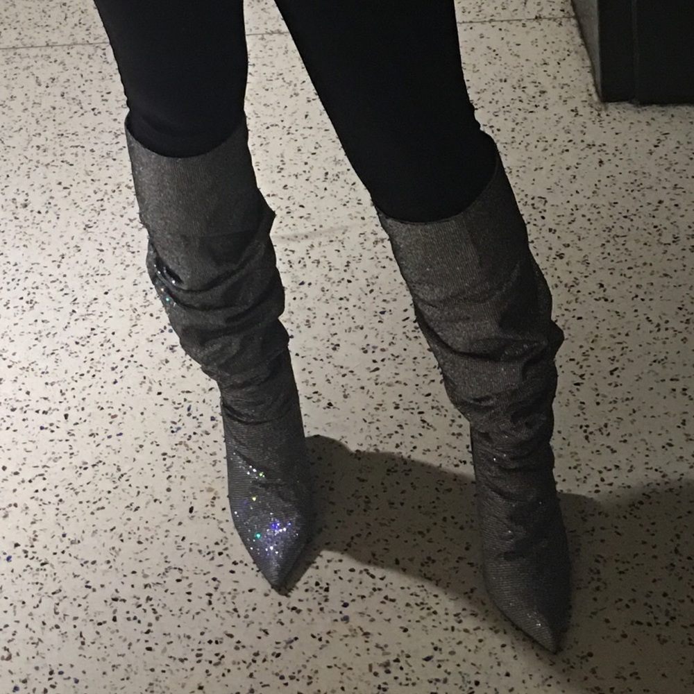 Glitter boots silver